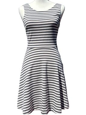 American Eagle Outfitters Striped Sleeveless Dress, Off White and Gray Sz 4